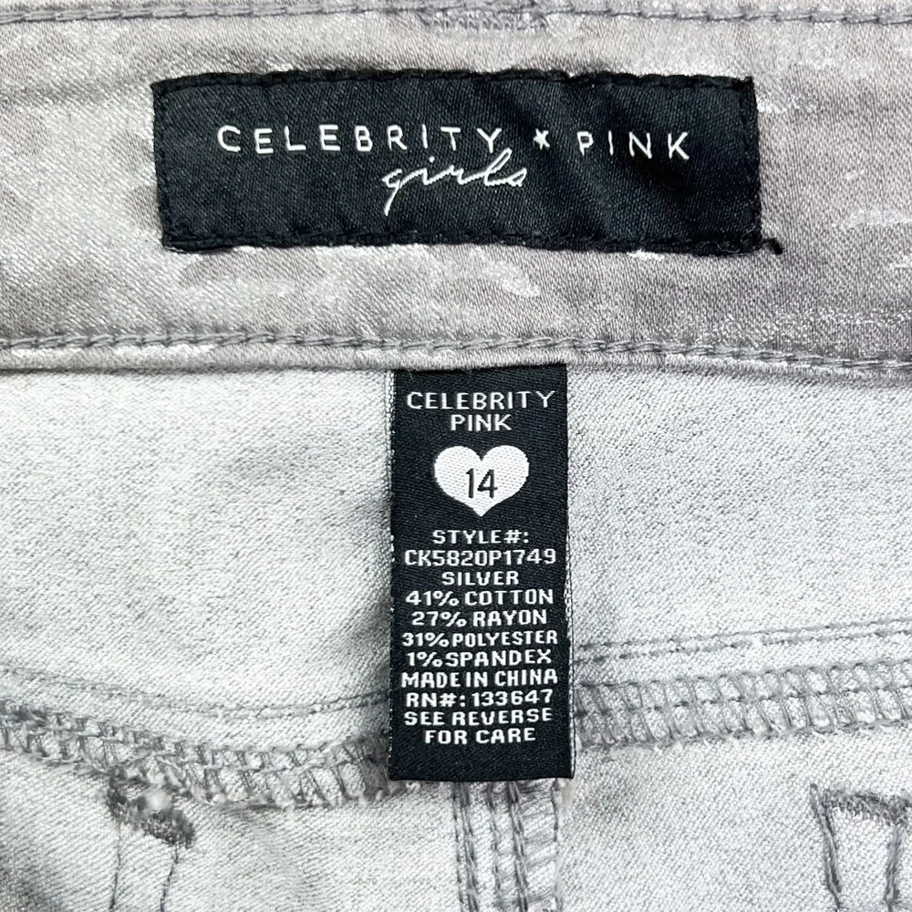 Celebrity Pink Skinny Jeans Girl’s Size 14 Metallic Silver Gray Camo New NWT